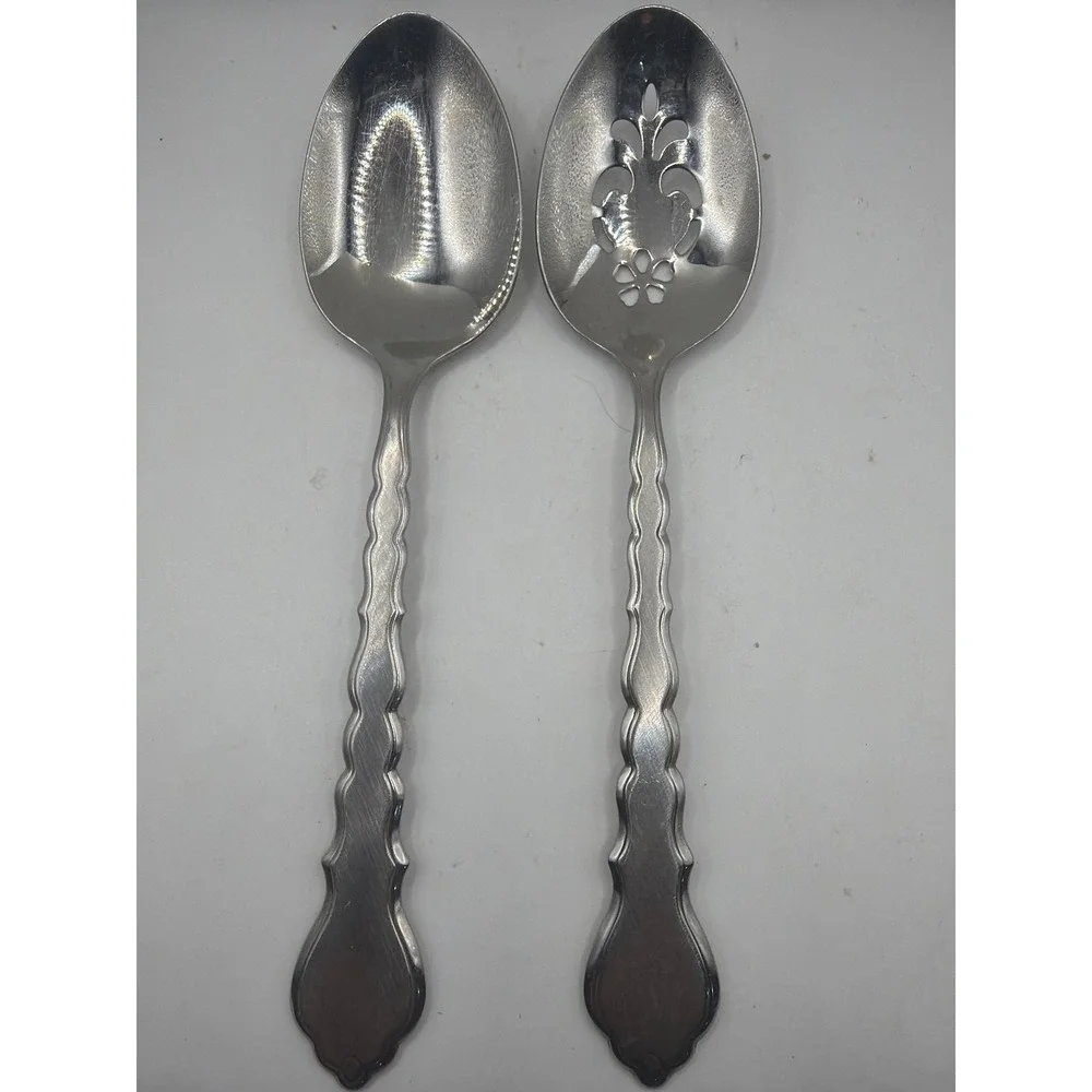 Oneida Community Stainless CELLO  Set of 2 Serving Spoon/Slotted Spoon